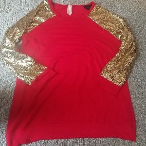 Gold sequin long sleeve